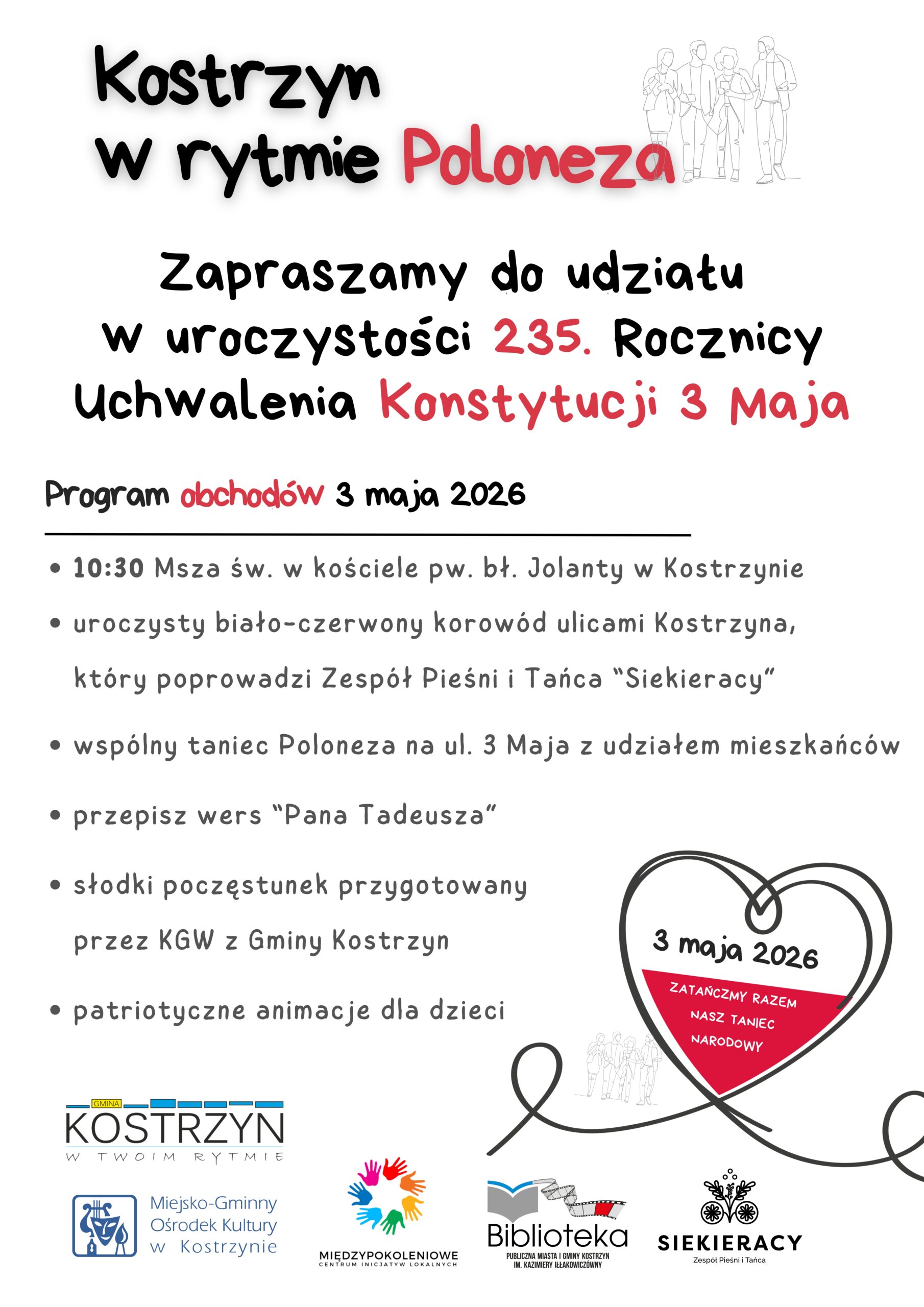 KOSTRZYN W RYTMIE POLONEZA – UROCZYSTOŚCI 235. ROCZNICY UWALENIA KONSTYTUCJI 3 MAJA