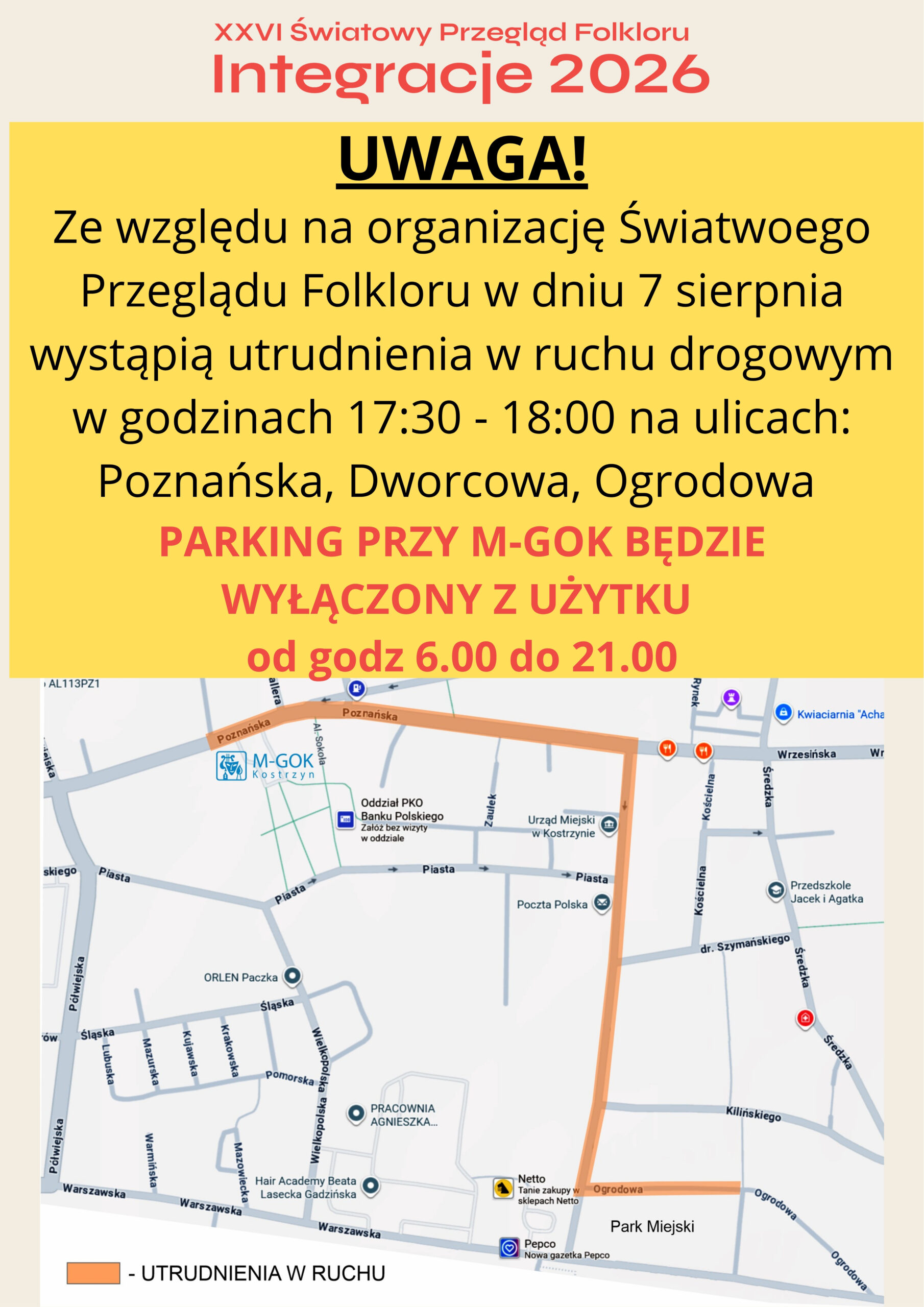 🚧 UWAGA – UTRUDNIENIA W RUCHU! 🚧