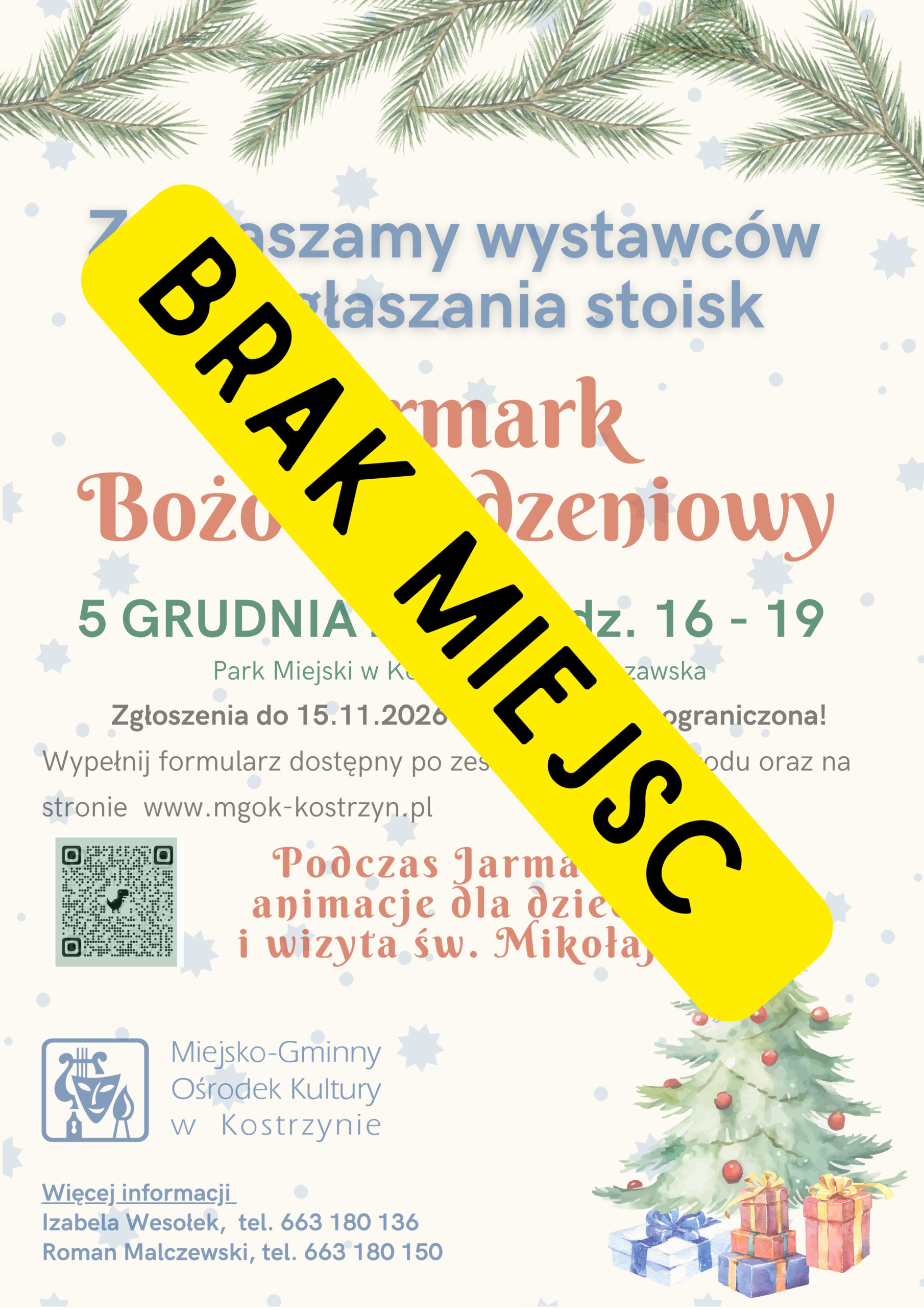 BRAK WOLNYCH MIEJSC NA JARMARK BOŻONARODZENIOWY!